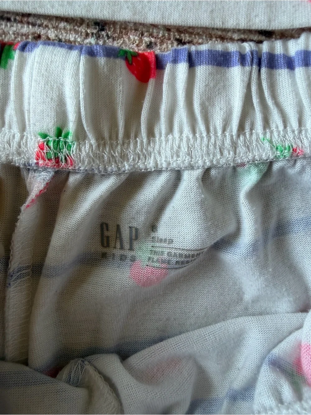 GAP Girls White Stripe Strawberry Ruffle Pajama Set